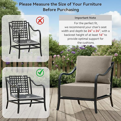 6" Thick Outdoor Cushions 24x24x6, 2-Set Deep Seat Patio Cushions - Image 9