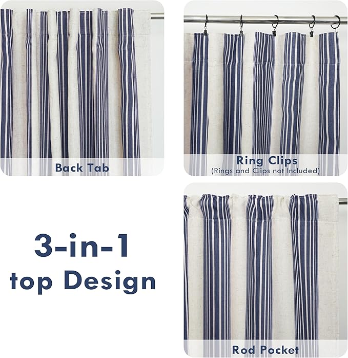 DriftAway Farmhouse Vertical Striped Linen Blend Textured Light Filtering Semi - Image 5