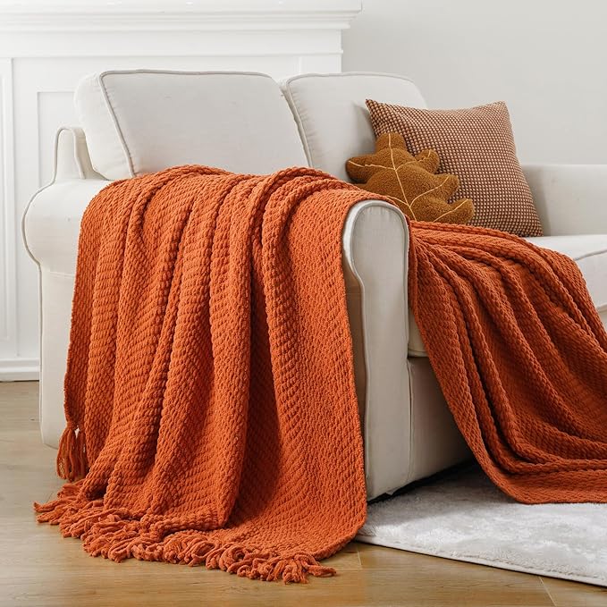 BATTILO HOME Burnt Orange Throw Blanket - Image 3