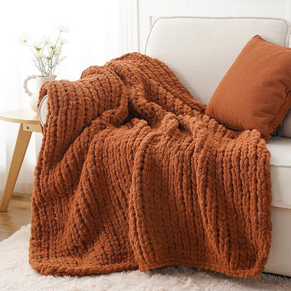 Battilo Fall Chunky Knit Throw Blanket, Soft and Thick Chenille Throw Blanket - Image 4