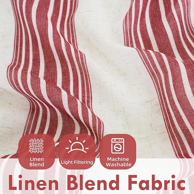 DriftAway Farmhouse Vertical Striped Linen Blend Textured Light Filtering Semi - Image 2