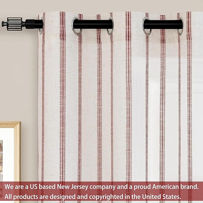 DriftAway Farmhouse Vertical Striped Linen Blend Textured Light Filtering Semi - Image 2