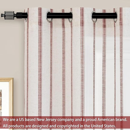 DriftAway Farmhouse Vertical Striped Linen Blend Textured Light Filtering Semi - Image 2