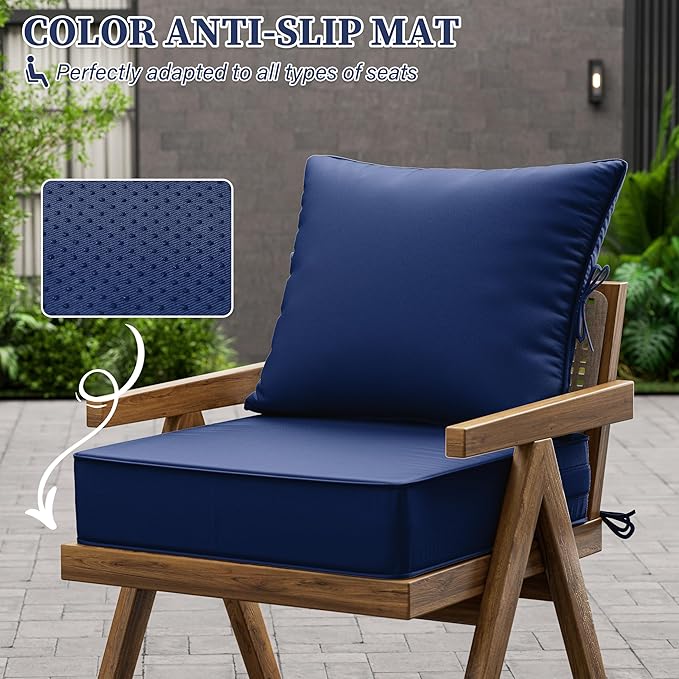 Outdoor Seat Cushion Set 24 L × 24 W × 5 H Inch Waterproof & Fade Resistant - Image 6