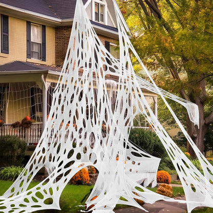 JOYIN 1000sqft Halloween Spider Web Outdoor Decoration, Giant Spider Cobwebs Halloween Decor Outside, DIY Stretchy Flexible Spiderweb Decor for Haunted House Party Decorations Supplies