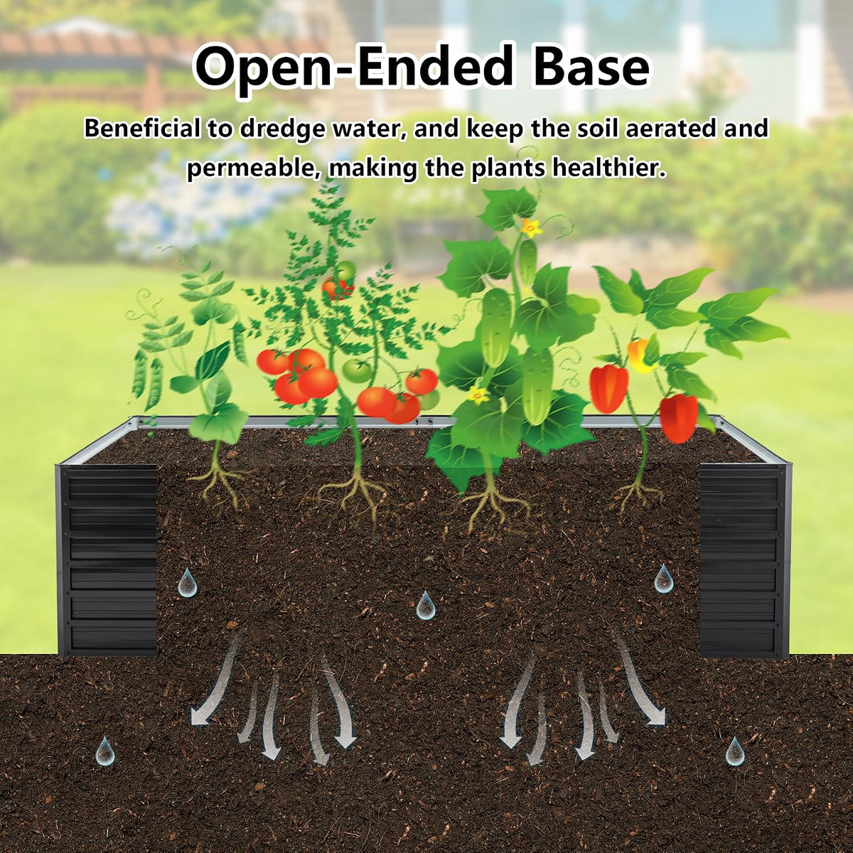 thanaddo galvanized raised garden bed 8x4x2ft outdoor planter showing dimensions