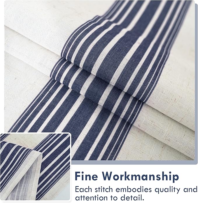 DriftAway Farmhouse Vertical Striped Linen Blend Textured Light Filtering Semi - Image 3