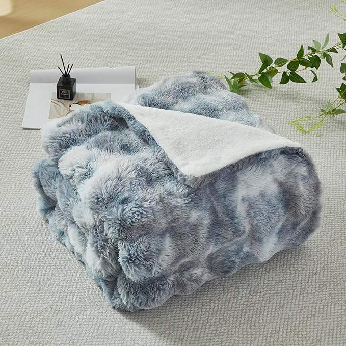 Faux Fur Throw Blanket for Couch Cozy Fuzzy Soft Plush Thick Fluffy Fleece - Image 5