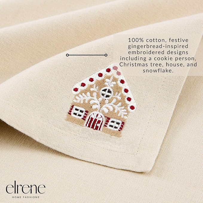 Elrene Home Fashions Gingerbread Bliss Holiday Embroidered Christmas Cotton - Image 3