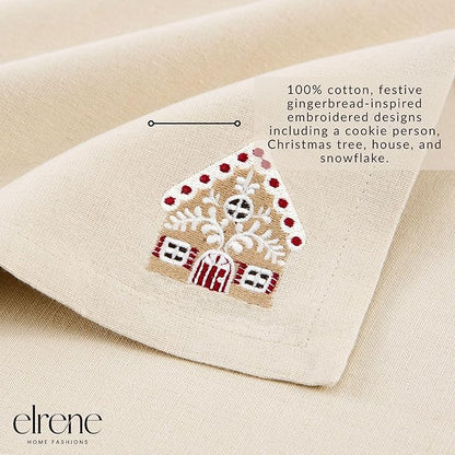 Elrene Home Fashions Gingerbread Bliss Holiday Embroidered Christmas Cotton - Image 3