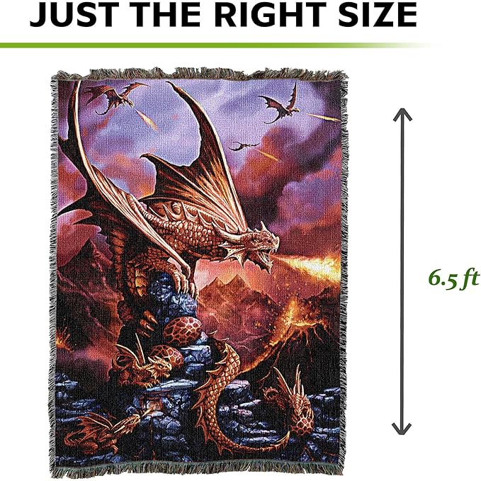 Pure Country Weavers Fire Dragon XL Woven Blanket by Anne Stokes - Image 2