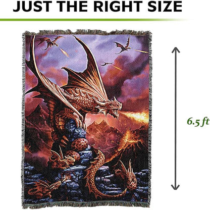 Pure Country Weavers Fire Dragon XL Woven Blanket by Anne Stokes - Image 2