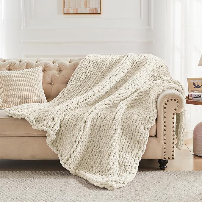 Carriediosa Chunky Knit Throw Blanket 60" X 80" Twin, 100% Hand Made Large - Image 6