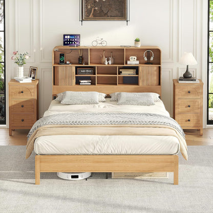 lxsxlome queen size bed frame with headboard and, view 9
