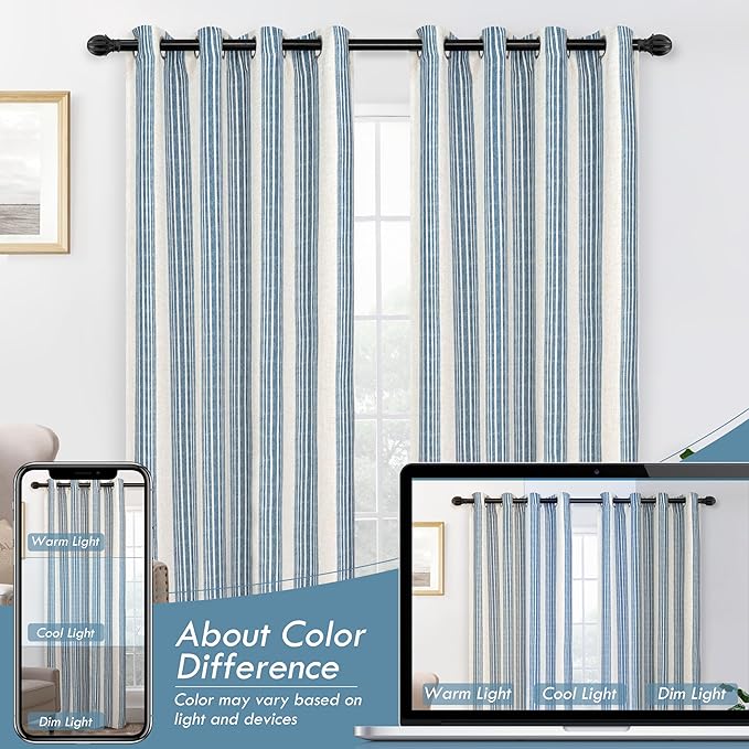 DriftAway Farmhouse Vertical Striped Linen Blend Textured Light Filtering Semi - Image 8