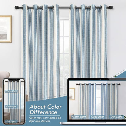 DriftAway Farmhouse Vertical Striped Linen Blend Textured Light Filtering Semi - Image 8