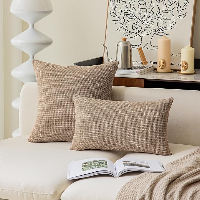 Kevin Textile Set of 2 Textural Faux Linen Throw Cushion Pillow Covers Shams - Image 4