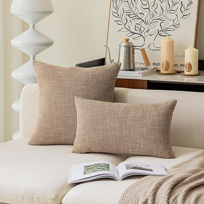 Kevin Textile Set of 2 Textural Faux Linen Throw Cushion Pillow Covers Shams - Image 4