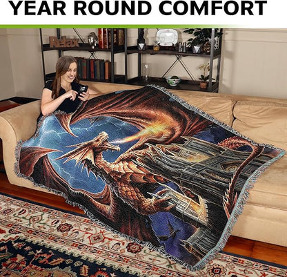 Pure Country Weavers Dragon Fury Woven Blanket by Anne Stokes - Image 3