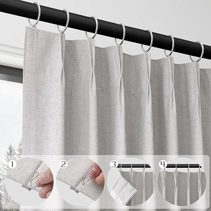 Silver Birch 100% Blackout Pinch Pleated Linen Curtains 108 Inches Long - Image 3