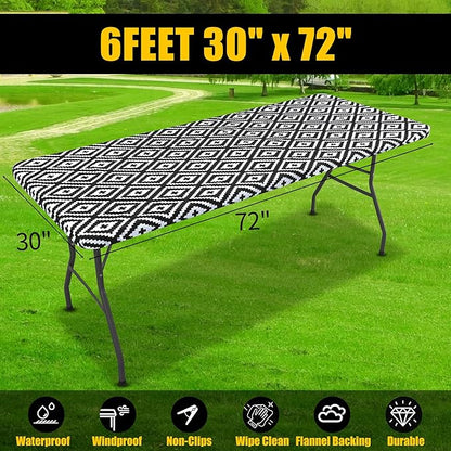 Smiry Rectangle Picnic Table Cloth, Waterproof Elastic Fitted Outdoor - Image 7