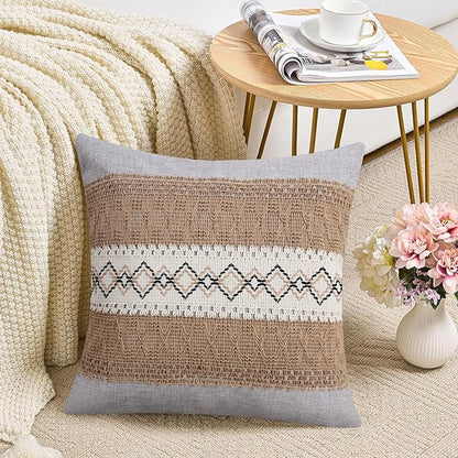 Pyonic Pack of 2 Boho Throw Pillow Covers 18x18 Inch Farmhouse Decorative Throw - Image 6