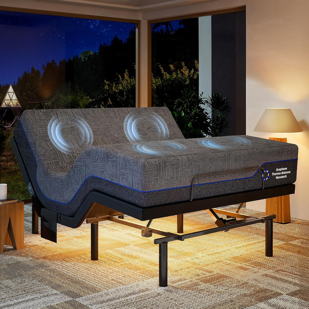 marsail adjustable bed frame queen with mattress &, main product view