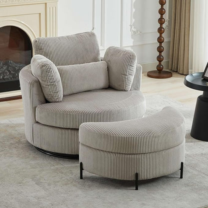 Aoiy & Wifon 42.2" W 0versized Swivel Barrel Chair by AoiyWifon