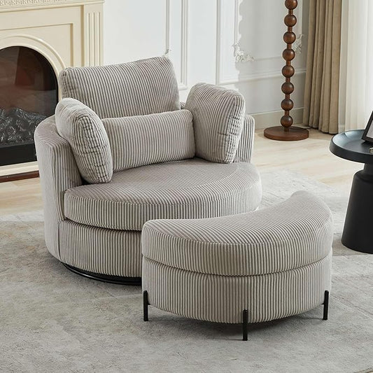 Aoiy & Wifon 42.2" W 0versized Swivel Barrel Chair by AoiyWifon