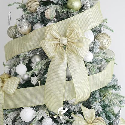 HUIHUANG Gold Glitter Wired Ribbon 4 inch - Image 4