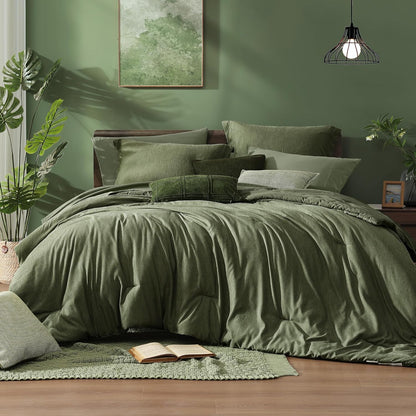monbix king size comforter set olive green 7, main product view