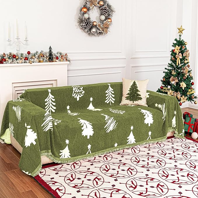 MYSKY HOME 71"X118" Loveseat Christmas Couch Cover, Sectional Sofa Covers Sofa by MYSKYHOME