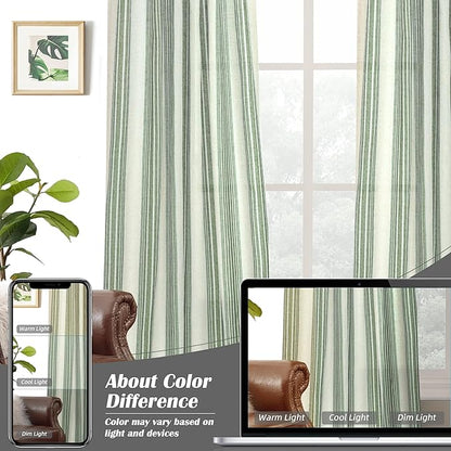 DriftAway Farmhouse Vertical Striped Linen Blend Textured Light Filtering Semi - Image 7