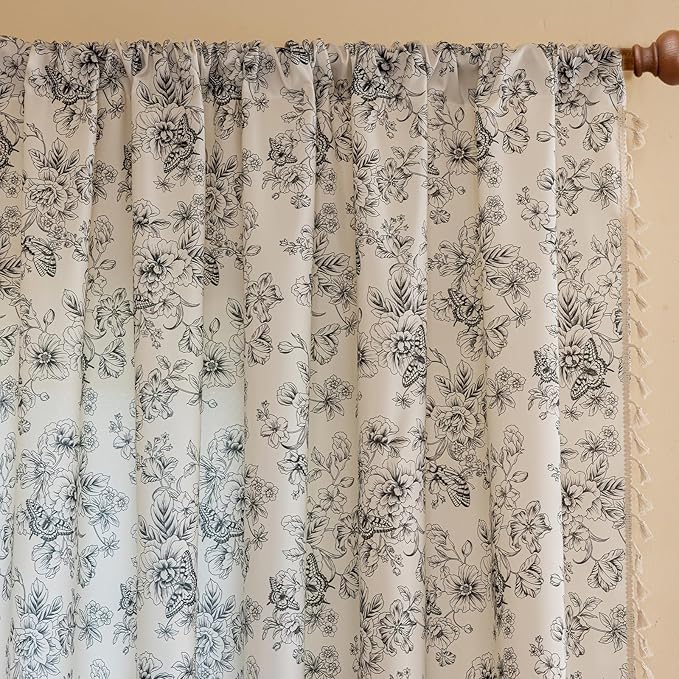 ENJOYBRIDAL Floral 63 Inch Curtains 2 Panel Set Boho Vintage Drapes - Image 2