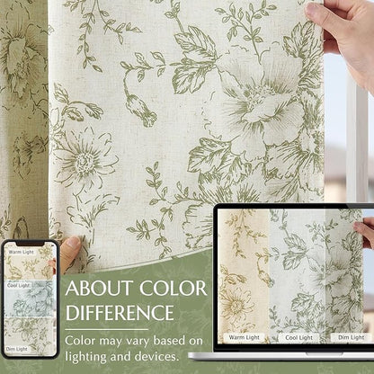 jinchan Linen Floral Tier Curtains 36 Inch Christmas Decorations Farmhouse - Image 9