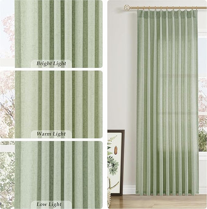 Mist Sage Pinch Pleated Linen Curtains 72 Inch Length 2 Panels - Image 4