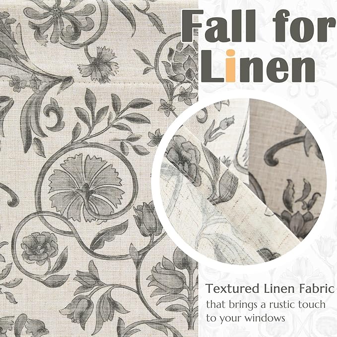 jinchan Linen Valance Kitchen Curtain Pack of 2 Double Layer 18 Inch - Image 7