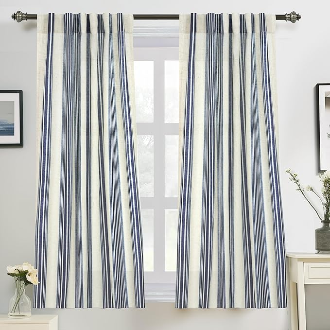 DriftAway Farmhouse Vertical Striped Linen Blend Textured Light Filtering Semi by DriftAway