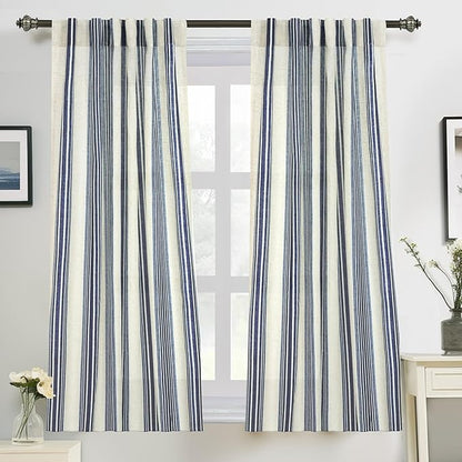 DriftAway Farmhouse Vertical Striped Linen Blend Textured Light Filtering Semi by DriftAway