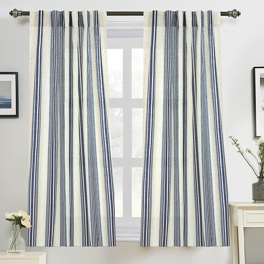 DriftAway Farmhouse Vertical Striped Linen Blend Textured Light Filtering Semi by DriftAway