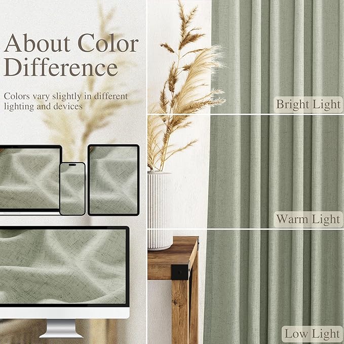 Sage Green Curtains 120 inches Long 2 panels - Image 4