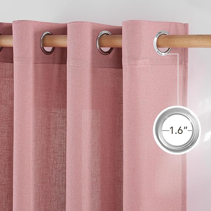 NICETOWN Thick Linen Pink Curtains - Image 2
