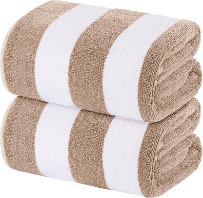 white classic stripe cabana beach towels oversized 2, main product view