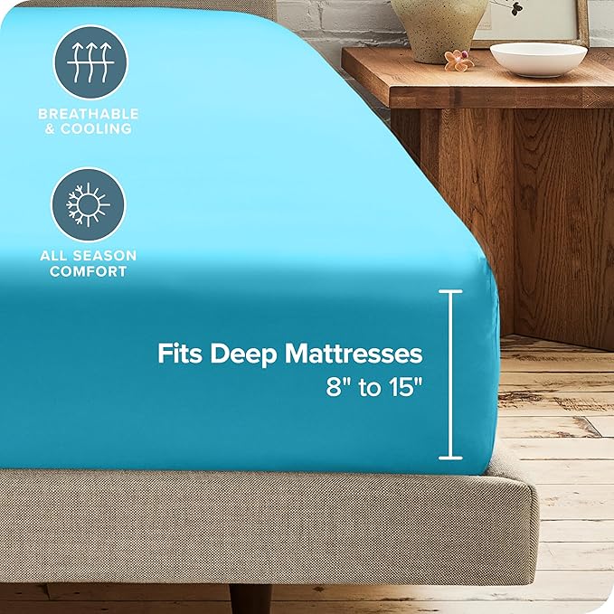 Bare Home 2-Pack Fitted Bottom Sheets Split King - Image 4