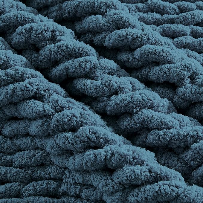 Carriediosa Chunky Knit Throw Blanket 50" X 60", 100% Hand Made Large Chenille - Image 7