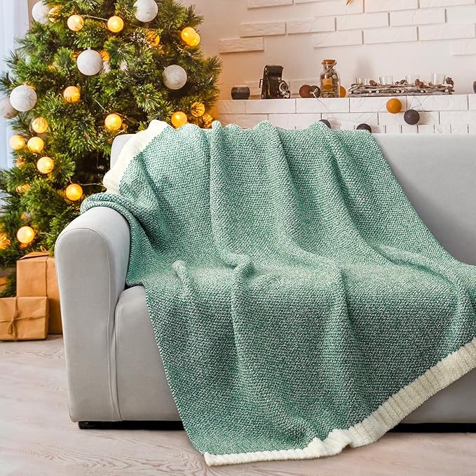 Snuggle Sac Green Blanket Twin Size Bedding Blankets, Super Soft Warm Cozy Knit - Image 6