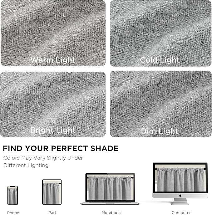 CUCRAF Linen 100% Blackout Curtains 72 Inch Length 2 Panels Set, Back Tab and - Image 4