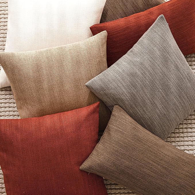 Foindtower Set of 2 Decorative Textured Burlap Linen Throw Pillow Covers - Image 7