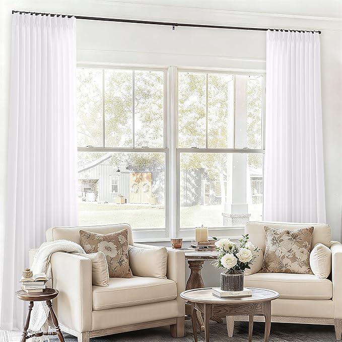 Pinch Pleat Extra Wide 72 x 108 Inch Linen Curtains - Image 8