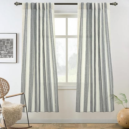 DriftAway Farmhouse Vertical Striped Linen Blend Textured Light Filtering Semi by DriftAway